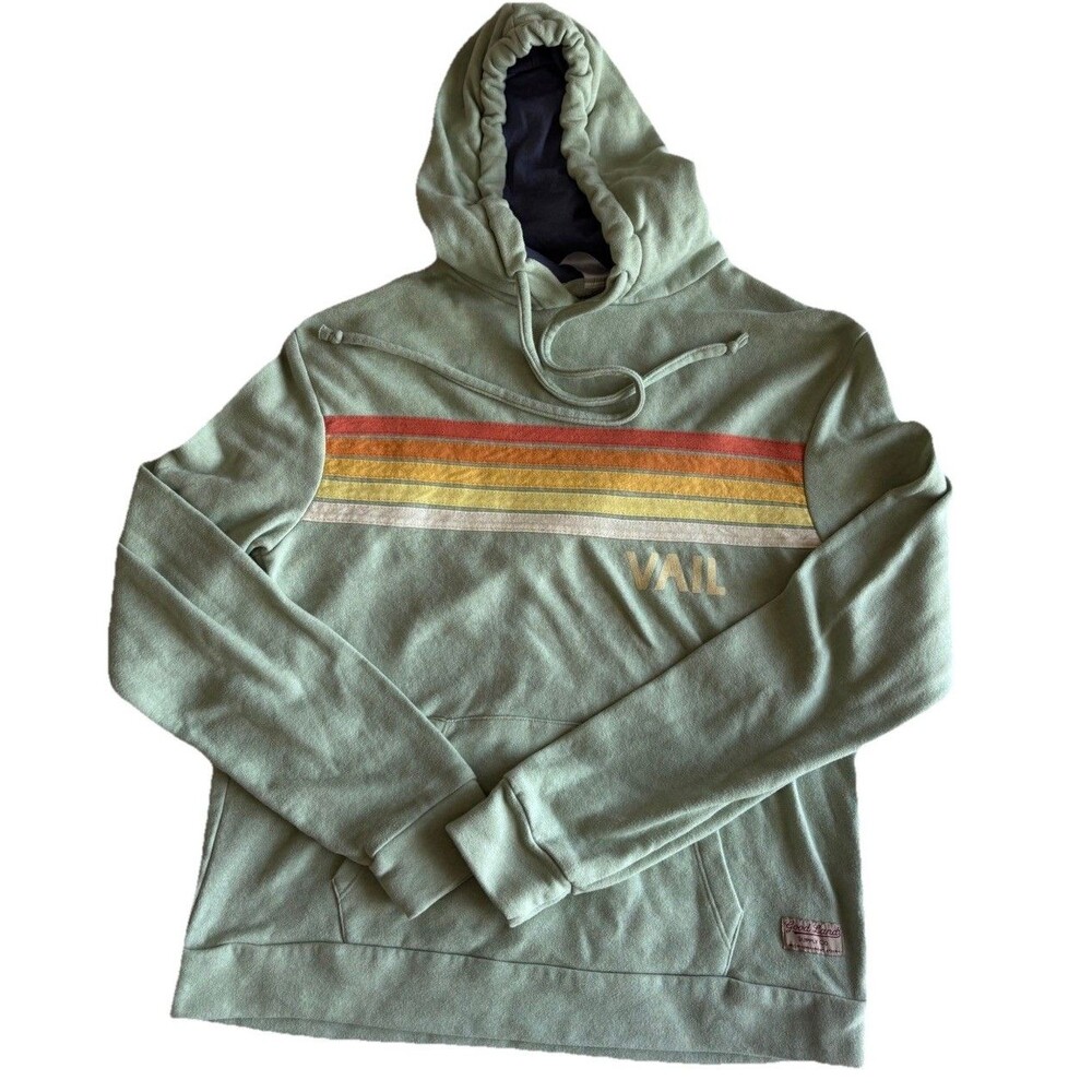 Good Land Supply Co Vail Hoodie USA Green Retro Stripe Pullover Men’s L